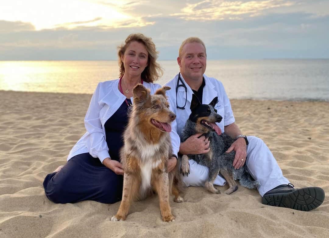 Doctors On Beach With Dogs