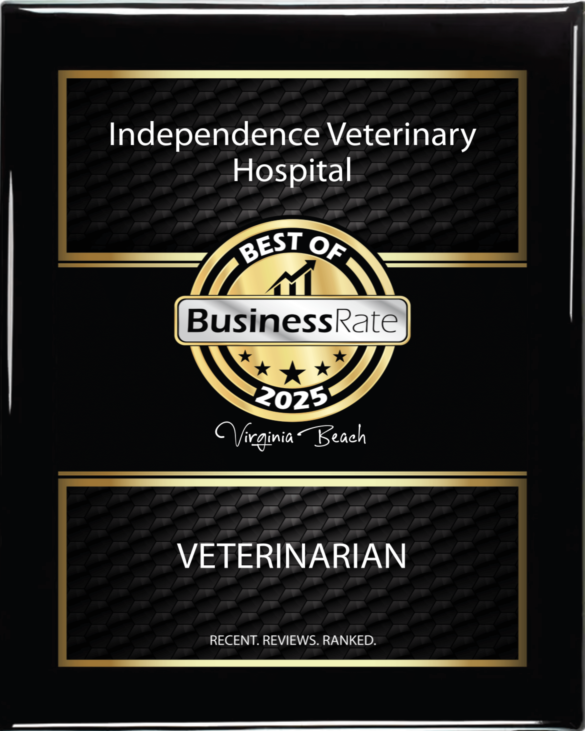 Best Of 2025 Plaque Award Independence Vet Business Rate, Best of 2025 award